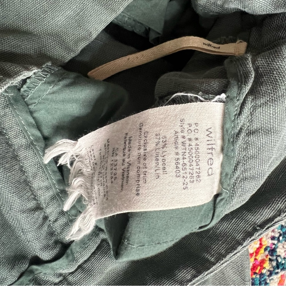 Wilfred Aritzia Green Linen Culottes Wide Leg Cropped Pants 0 - Picture 9 of 12